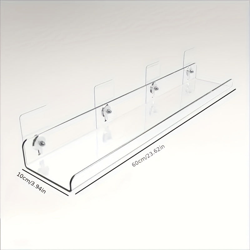 Skorter | Acrylic Shelf - Floating Hanging Shelf - Drill-Free Shower Shelf and Storage Shelf