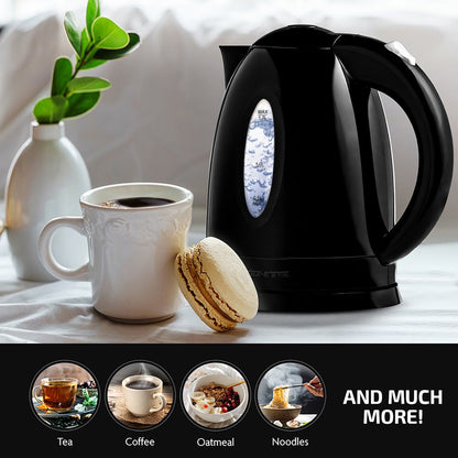 Skorter | Electric Kettle Hot Water Boiler 1.7 Liter - BPA Free Quick Boiling Cordless Hot Water Boiler - Automatic Shut Off Instant Kettle for Coffee & Tea Pot - Black KP72B