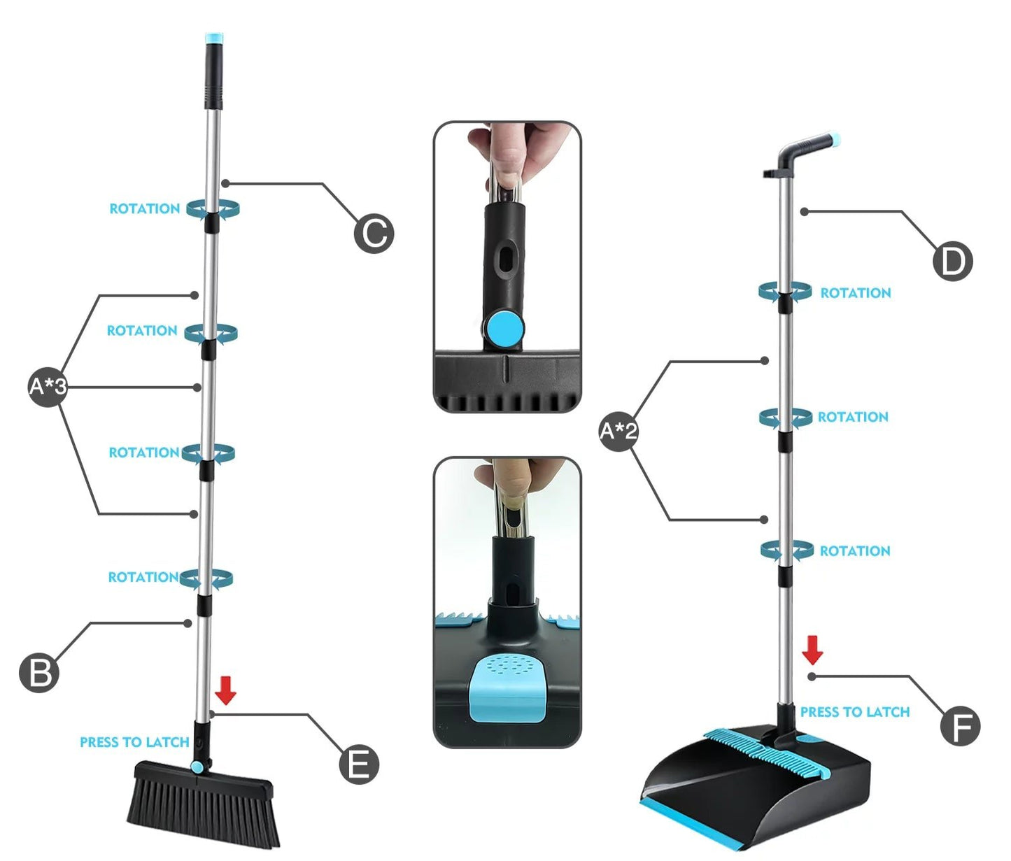 Skørter | Steel broom and broom set with 56.9" long handle