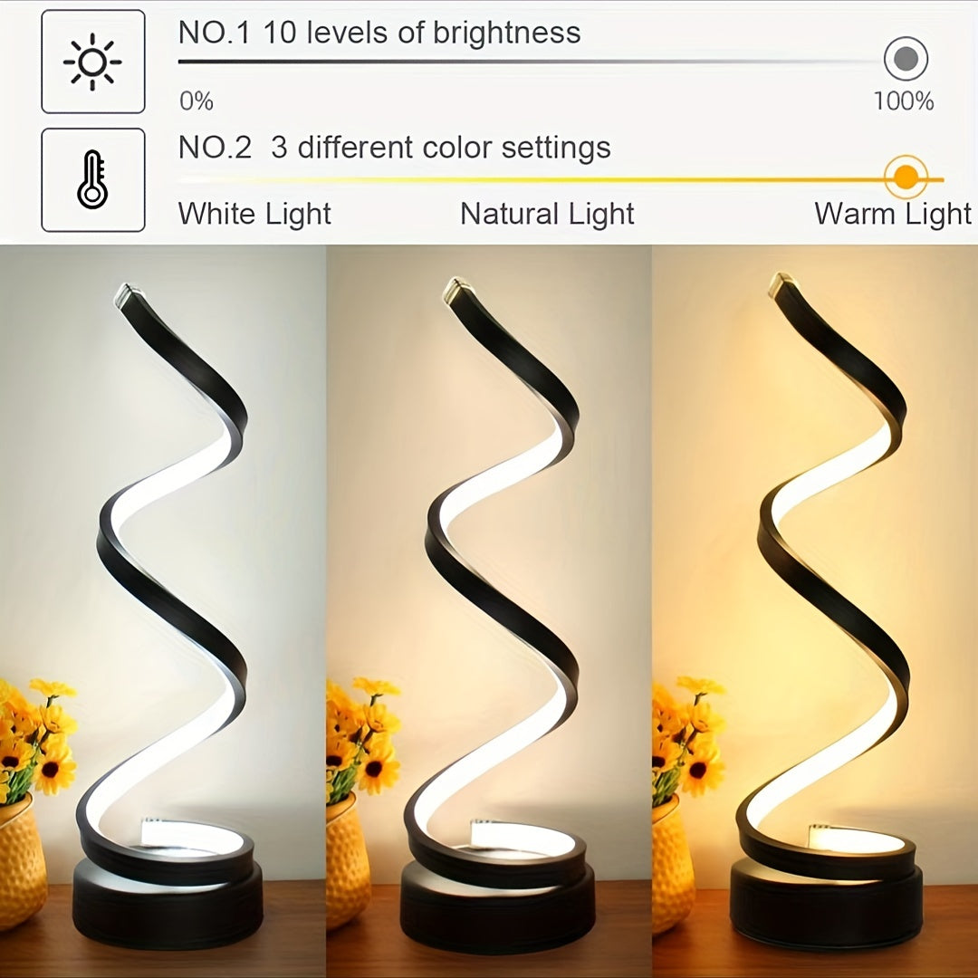 Skorter | Modern Spiral Table Lamp – Creative LED Desk Lamp with Gentle Warm Light, Perfect for Bedroom, Living Room, and Study Decor