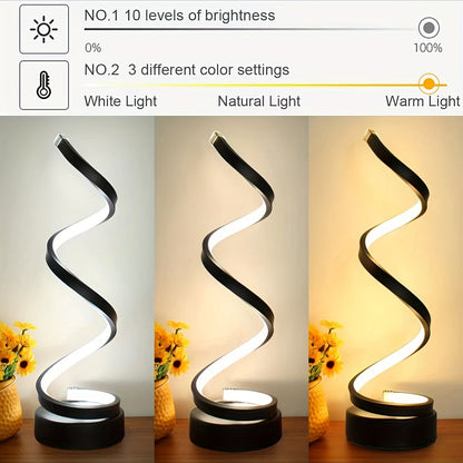 Skorter | Modern Spiral Table Lamp – Creative LED Desk Lamp with Gentle Warm Light, Perfect for Bedroom, Living Room, and Study Decor