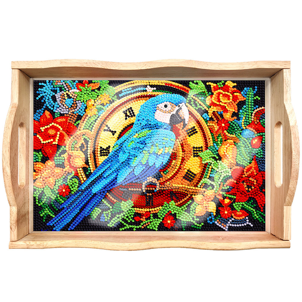 Skorter | DIY Diamond Painting Wooden Tray Food Tray with Handle Living Room Decoration Mandala Wooden Tray Kit