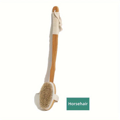Skorter | Back Wild Boar Bristle Cleaning Sponge for the Shower - Long Wooden Handle Bath Sponge Brush, soft natural bristles for back cleaning