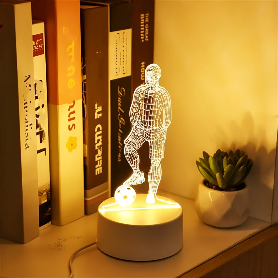 Skorter | SportGlow - 3D Football Player Illusion LED Table Lamp with Acrylic Dome