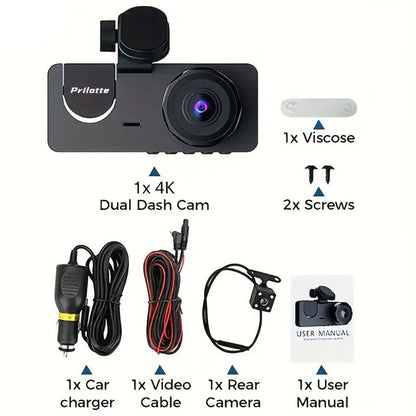Skorter | 3-channel 4K UHD dashcam front, rear and inside with 32GB SD card