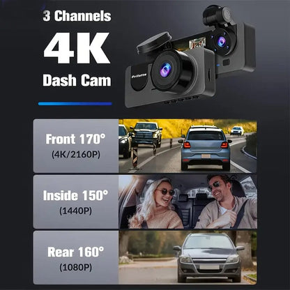 Skorter | 3-channel 4K UHD dashcam front, rear and inside with 32GB SD card