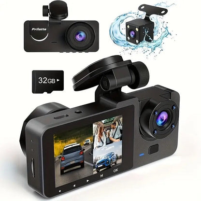 Skorter | 3-channel 4K UHD dashcam front, rear and inside with 32GB SD card