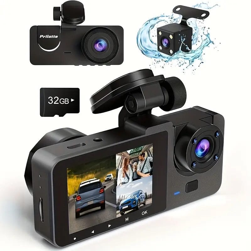 Skorter | 3-channel 4K UHD dashcam front, rear and inside with 32GB SD card
