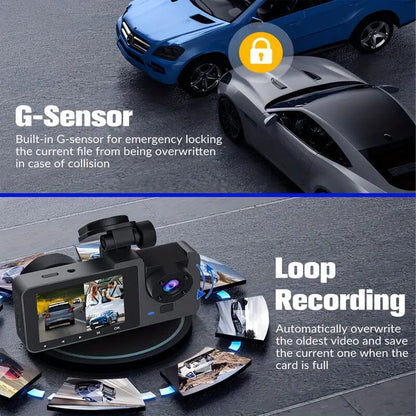 Skorter | 3-channel 4K UHD dashcam front, rear and inside with 32GB SD card