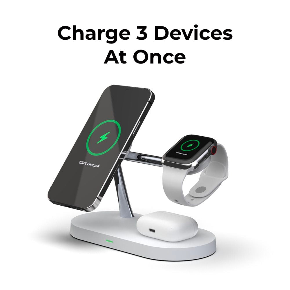 Skorter | 4-in-1 Wireless Charging Station - Magnetic Qi Charger for Phone, Watch & Earbuds