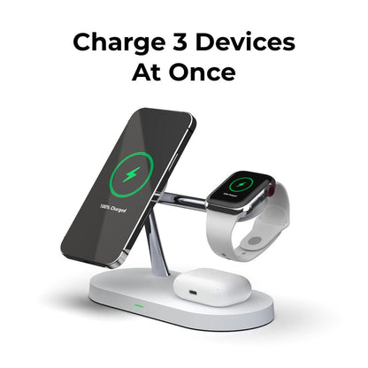 Skorter | 4-in-1 Wireless Charging Station - Magnetic Qi Charger for Phone, Watch & Earbuds