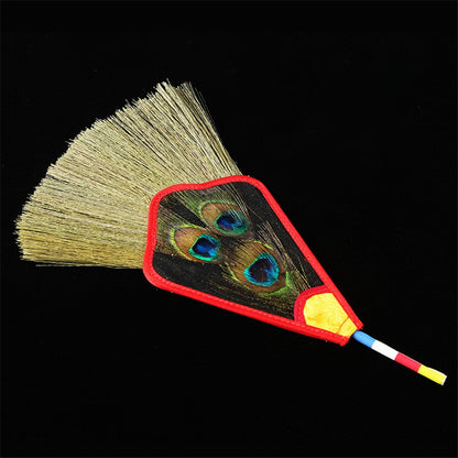 Skorter | 5/3/1 Eyes Tantric Buddhism Tibetan Dharma-Kar Pink Reineckea Herb Exceptional Feather Satin Bumba Hand Fan