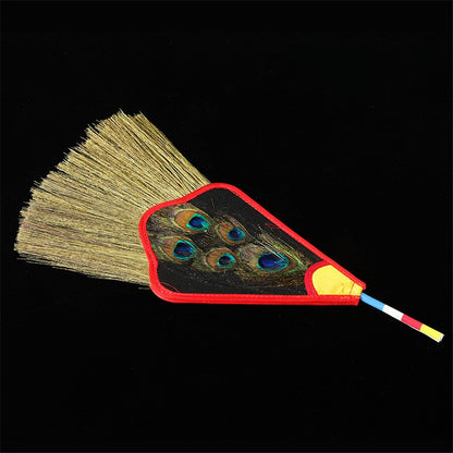 Skorter | 5/3/1 Eyes Tantric Buddhism Tibetan Dharma-Kar Pink Reineckea Herb Exceptional Feather Satin Bumba Hand Fan