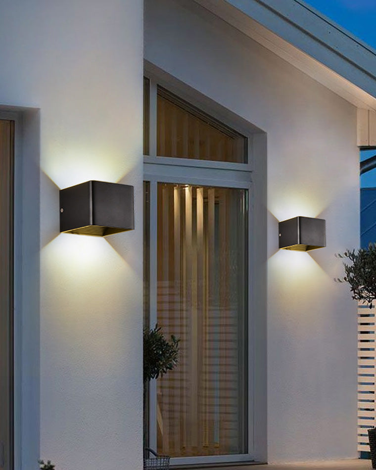 Skorter | LED Outdoor Up Down Wall Light | Waterproof Metal Fixture for Patio. Garden & Entryway Illumination