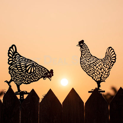 Skorter | 5 pcs - Chicken Family Garden Silhouette Hedge Stake