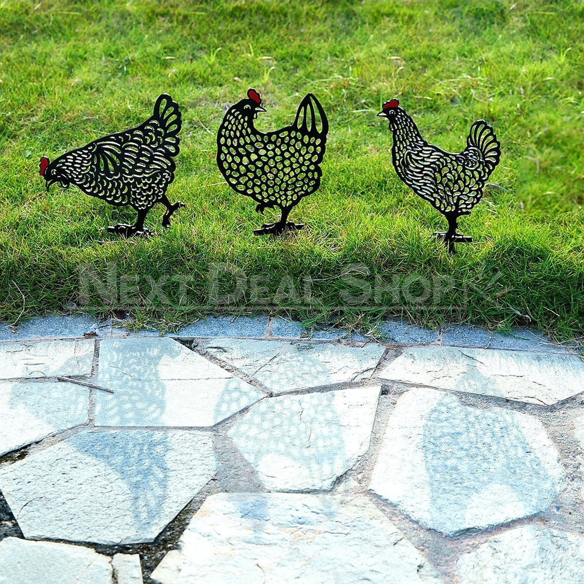Skorter | 5 pcs - Chicken Family Garden Silhouette Hedge Stake