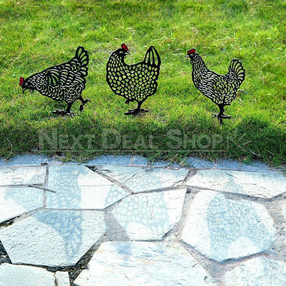 Skorter | 5 pcs - Chicken Family Garden Silhouette Hedge Stake