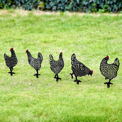 Skorter | 5 pcs - Chicken Family Garden Silhouette Hedge Stake