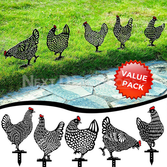 Skorter | 5 pcs - Chicken Family Garden Silhouette Hedge Stake