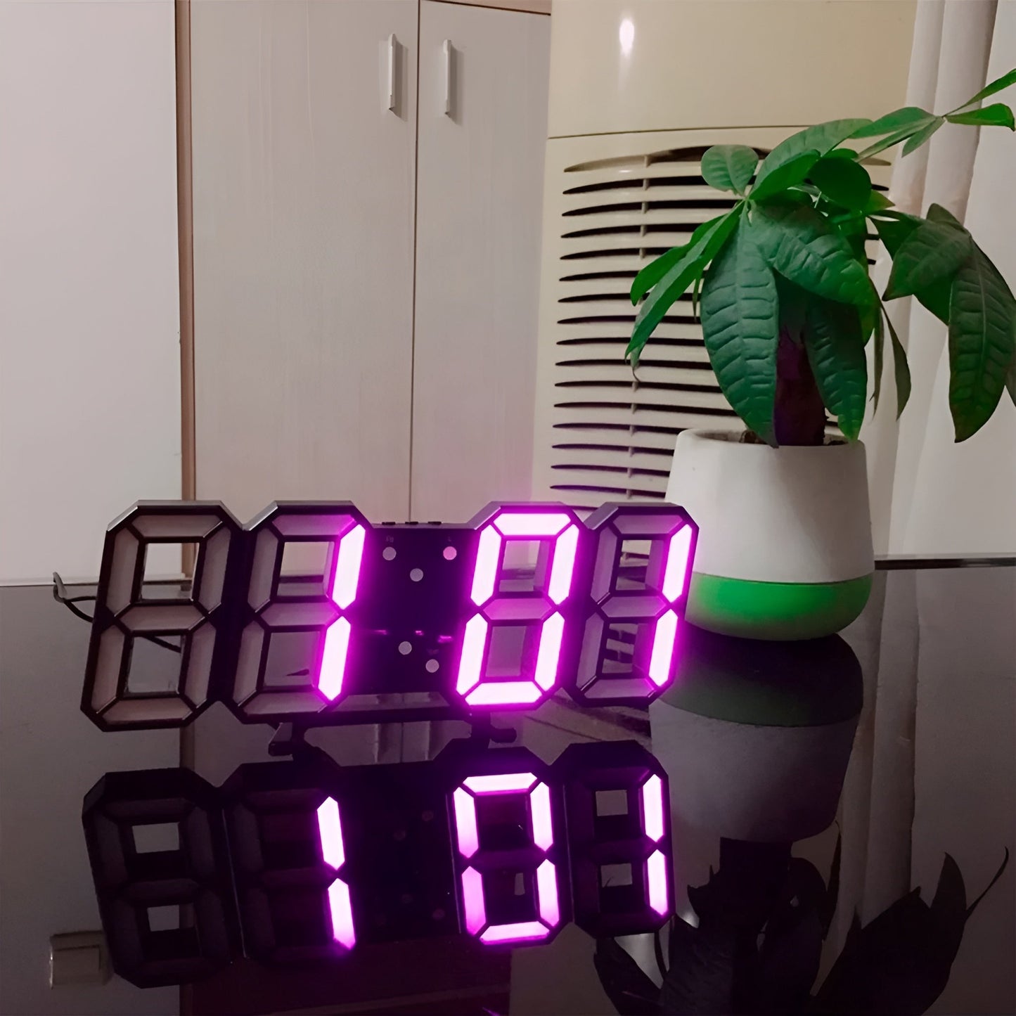 Skorter | PixelTime Clock – Modern 3D LED Digital Wall Clock with Temperature, Date & Alarm