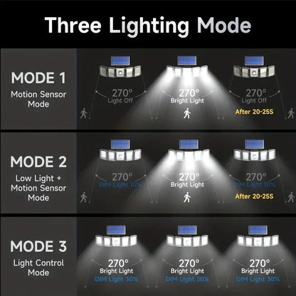 Skorter | 5 Heads Solar 300 LED Light Outdoor Motion Sensor Waterproof Wide Angle Lighting Wall Lamp