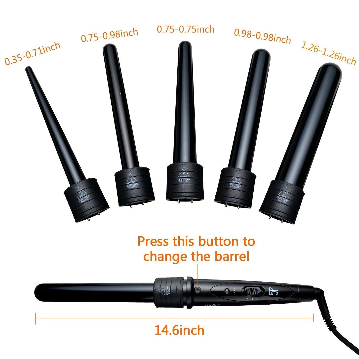 Skorter | 5-in-1 Curling Iron Set Hair Curling Iron Set With 5 Interchangeable Barrels