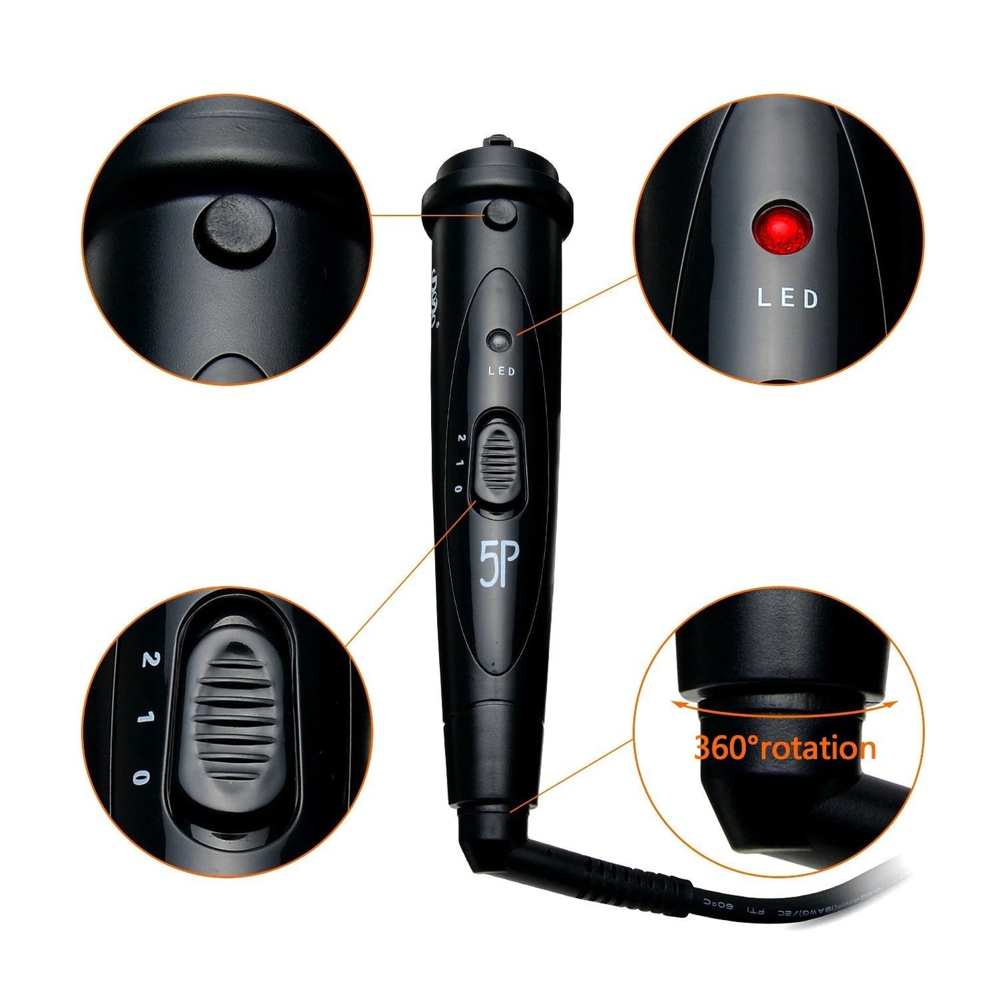 Skorter | 5-in-1 Curling Iron Set Hair Curling Iron Set With 5 Interchangeable Barrels