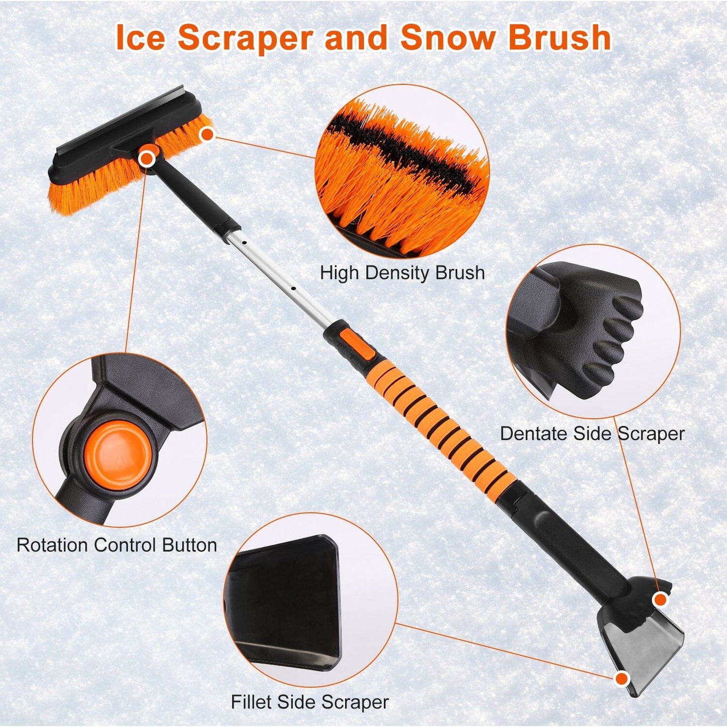 Skorter | 5-in-1 Detachable 180° Adjustable Ice Scraper Snow Shovel