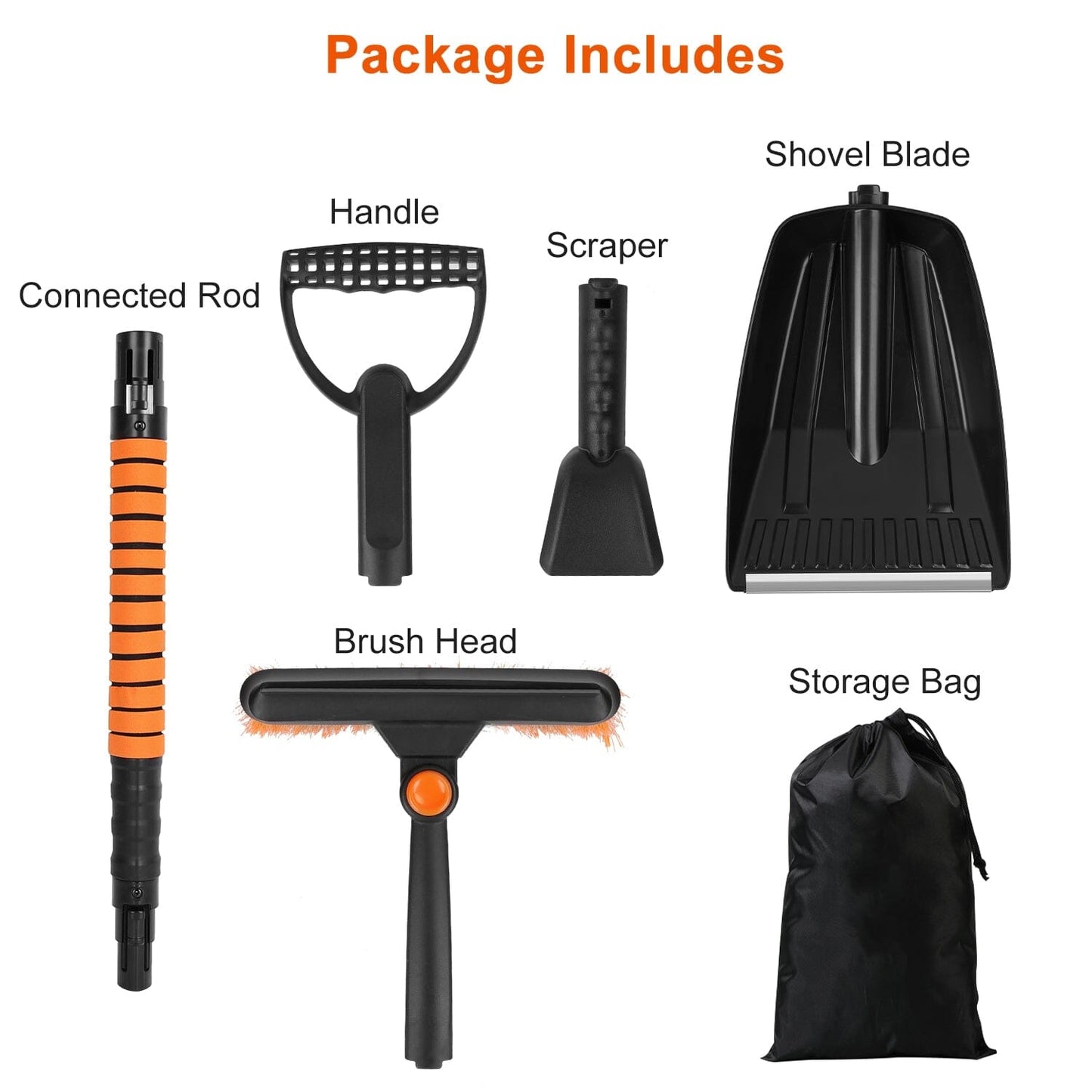 Skorter | 5-in-1 Detachable 180° Adjustable Ice Scraper Snow Shovel