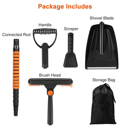 Skorter | 5-in-1 Detachable 180° Adjustable Ice Scraper Snow Shovel