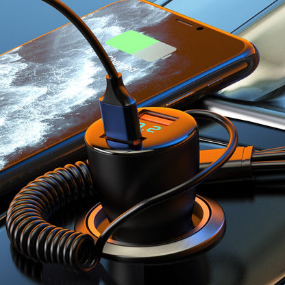 Skorter | 5-in-1 Fast Charging Car Charger QC PD USB Type C LT 5 Ports with 4ft Spiral Cable