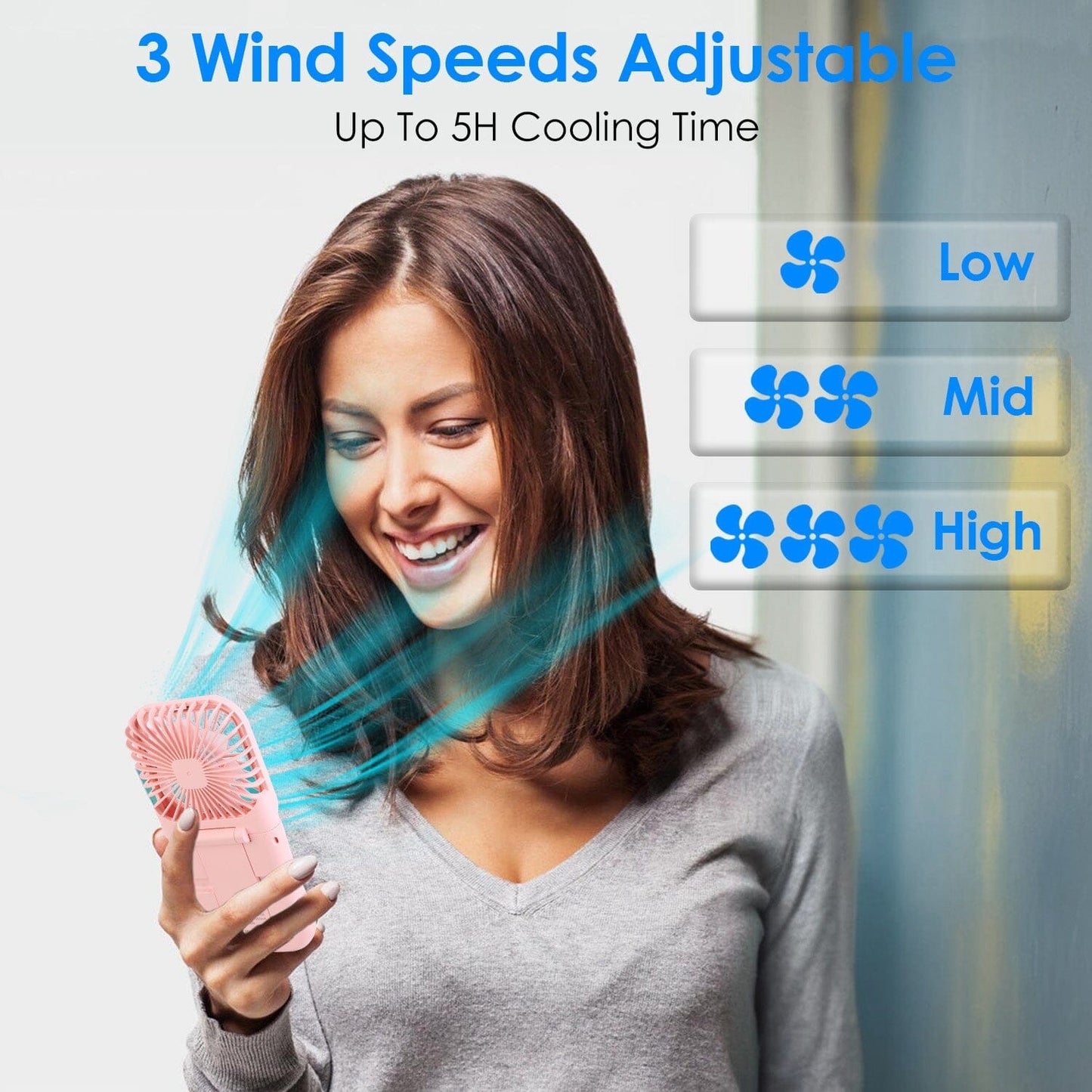 Skorter | 5-in-1 Foldable Rechargeable Hands-free Mini Fan