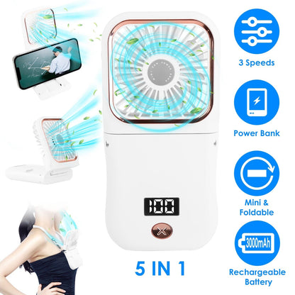 Skorter | 5-in-1 Foldable Rechargeable Hands-free Mini Fan