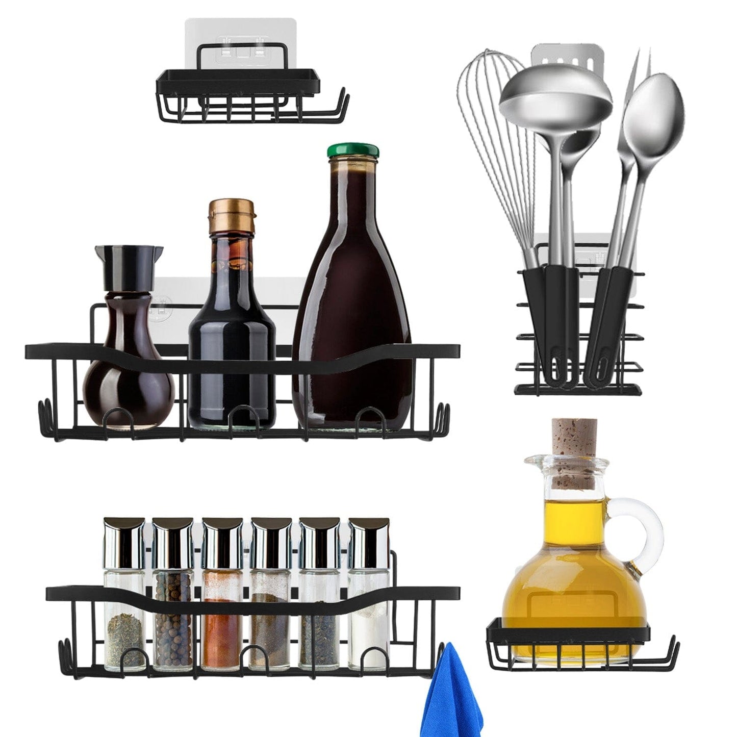 Skorter | 5-Pack: Shower Caddy Shelves with 18 Built-in Hooks