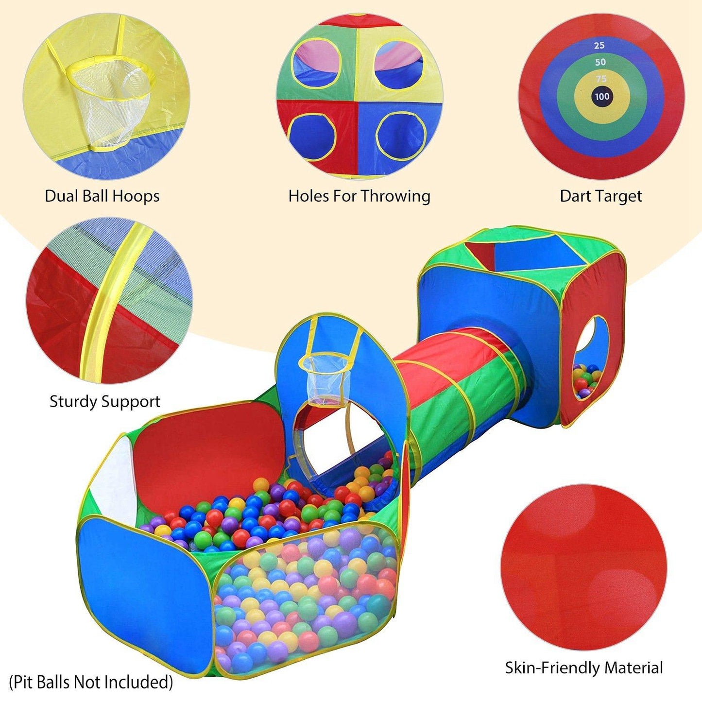 Skorter | 5-piece: Pop Up Playhouse Kids Ball Pit Tent