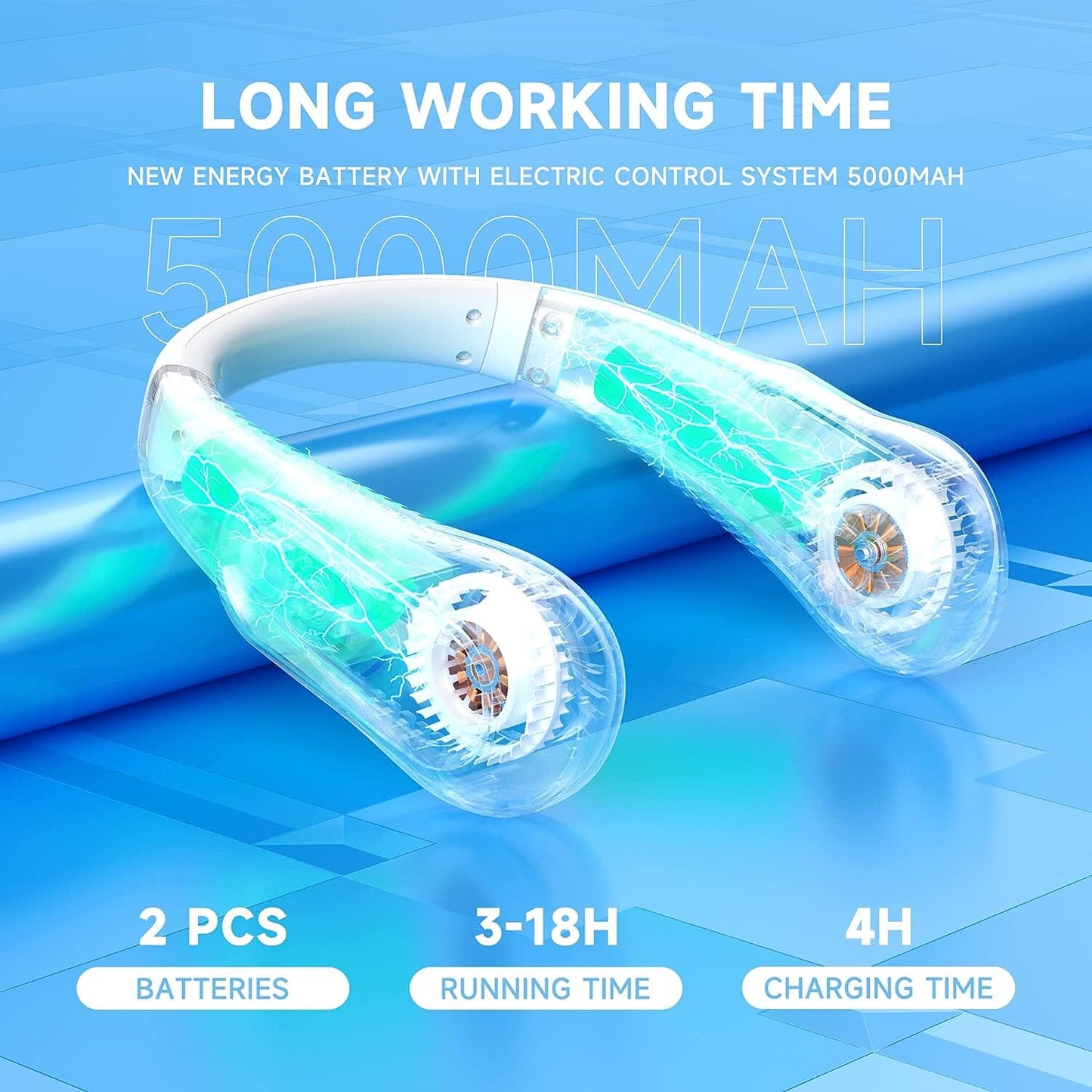 Skorter | 5 Speeds Adjustable USB Rechargeable Battery Powered Personal Neck Fan