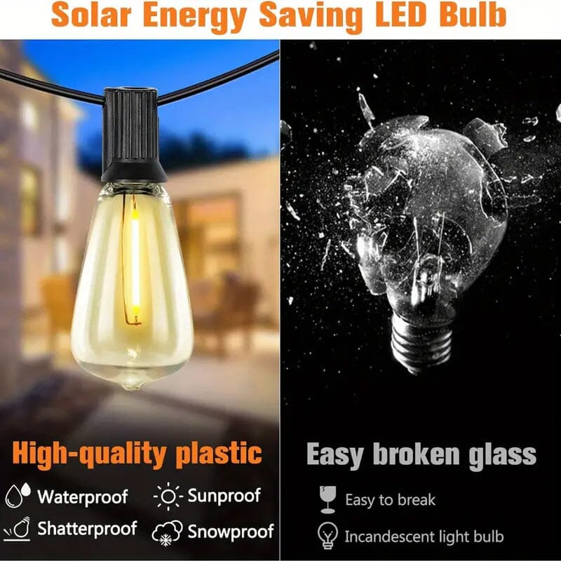 Skorter | 50 Ft. Solar String Lights Outdoor with Remote ST38 Vintage Edison Bulbs