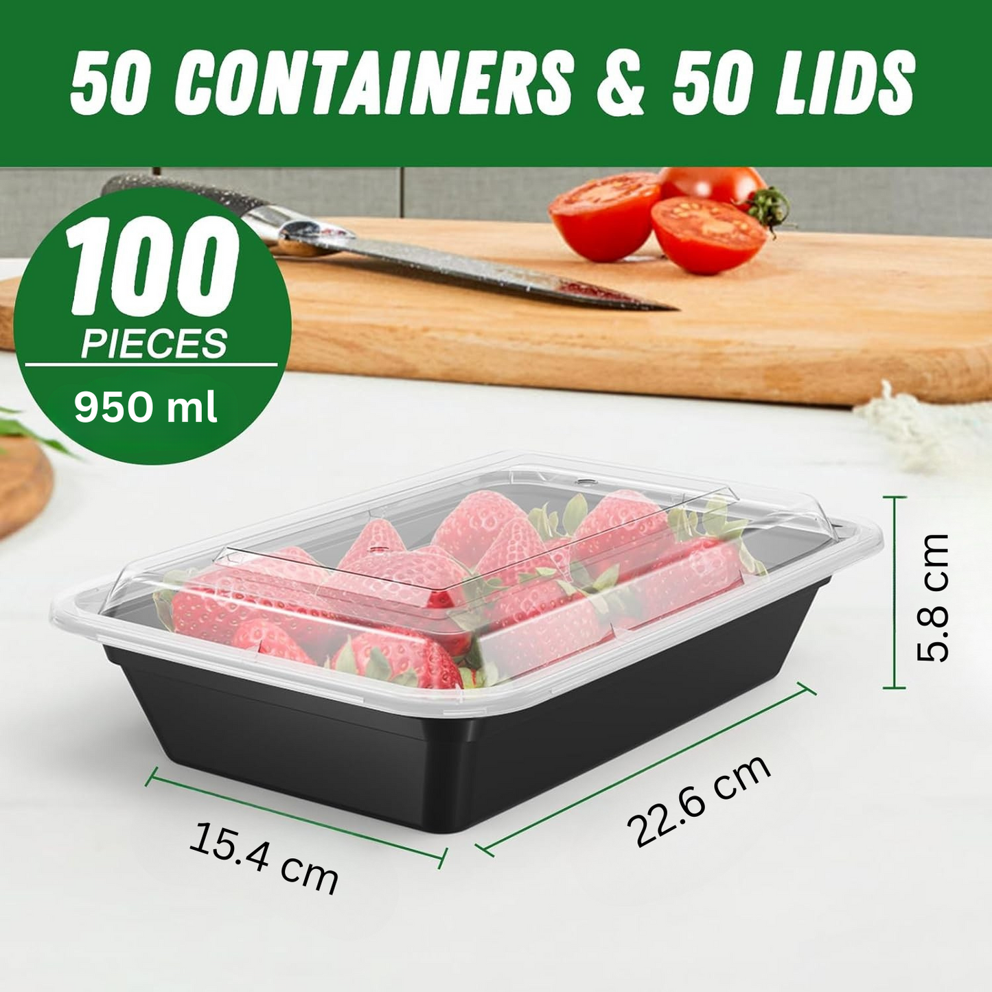 Skorter | 50-Pack Reusable Meal Prep Containers with Lid, Leakproof