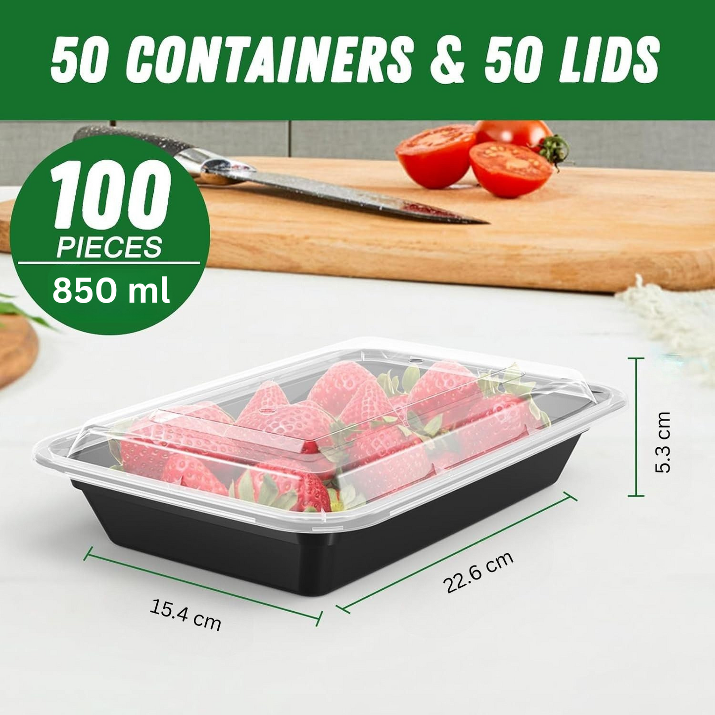 Skorter | 50-Pack Reusable Meal Prep Containers with Lid, Leakproof