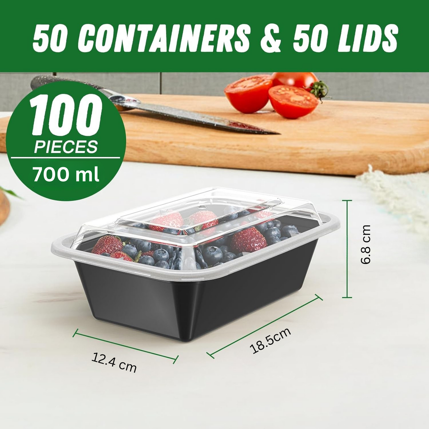 Skorter | 50-Pack Reusable Meal Prep Containers with Lid, Leakproof