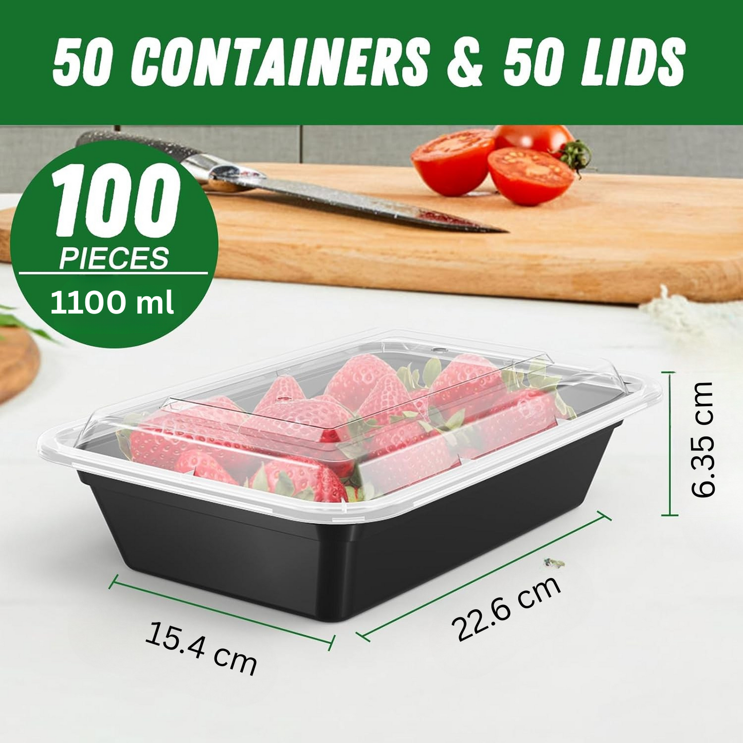 Skorter | 50-Pack Reusable Meal Prep Containers with Lid, Leakproof