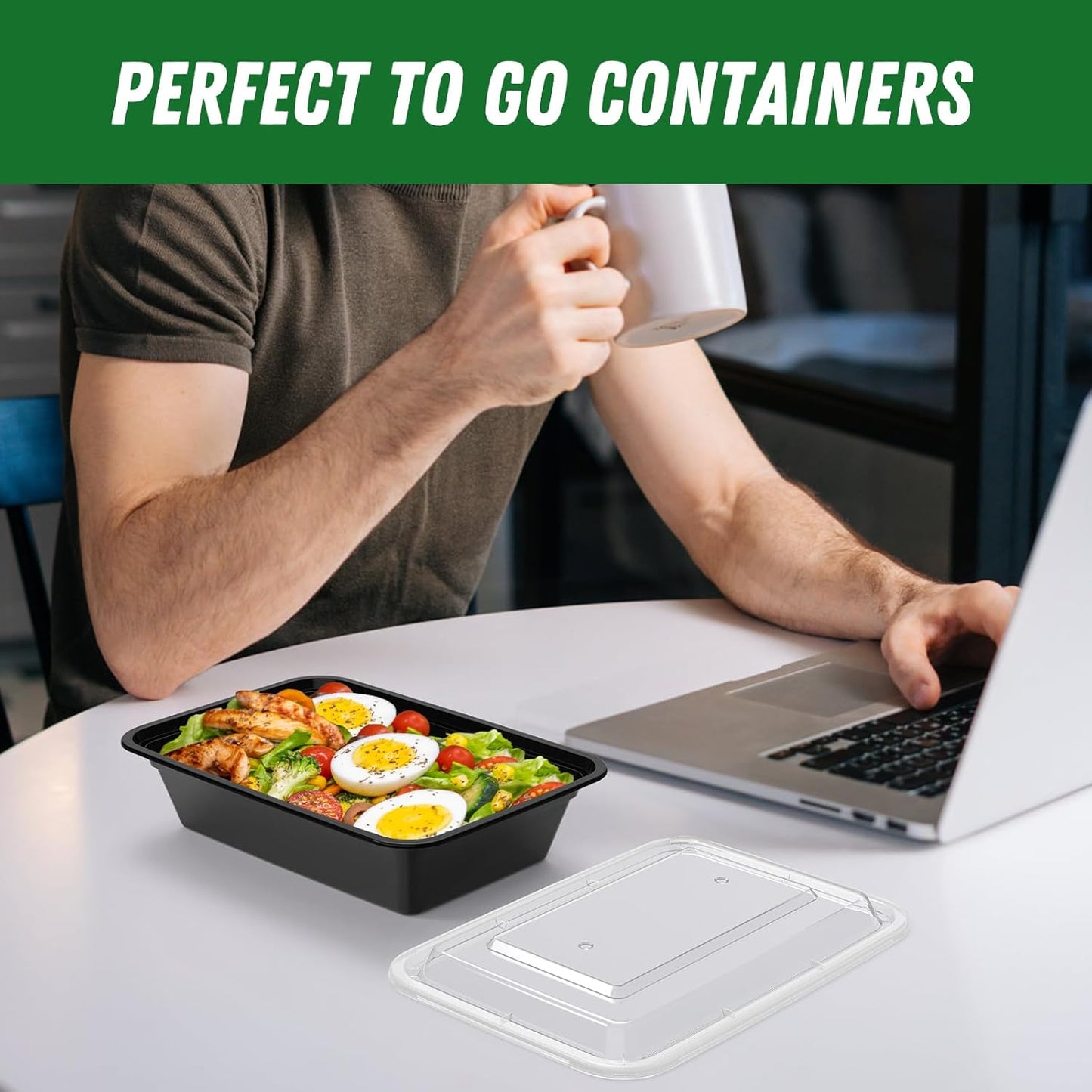 Skorter | 50-Pack Reusable Meal Prep Containers with Lid, Leakproof