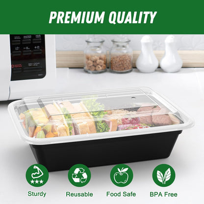 Skorter | 50-Pack Reusable Meal Prep Containers with Lid, Leakproof