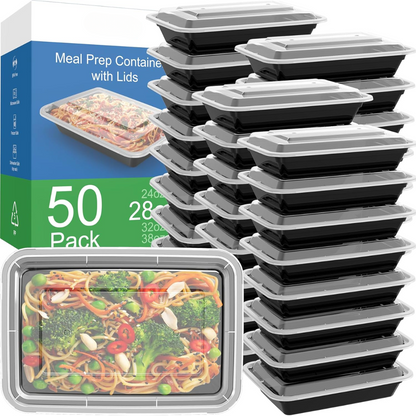 Skorter | 50-Pack Reusable Meal Prep Containers with Lid, Leakproof