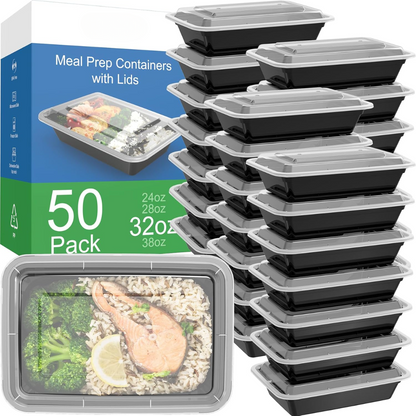 Skorter | 50-Pack Reusable Meal Prep Containers with Lid, Leakproof