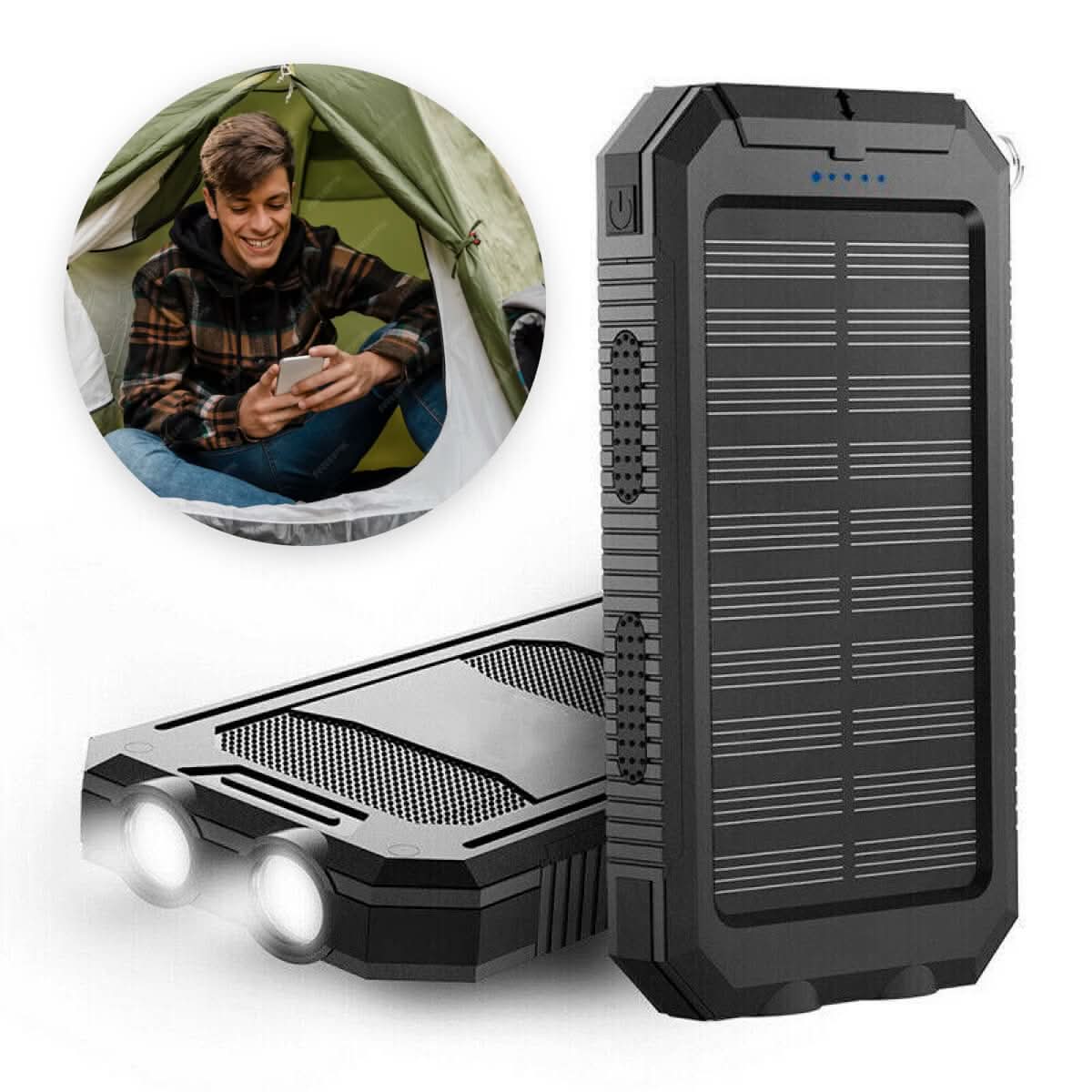 Skorter | Waterproof Solar Power Bank with LED Flashlight