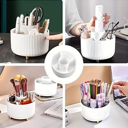 Skorter | 360° Rotation Make-up Organizer – Durable Plastic Cosmetic Storage Box with 5 Compartments