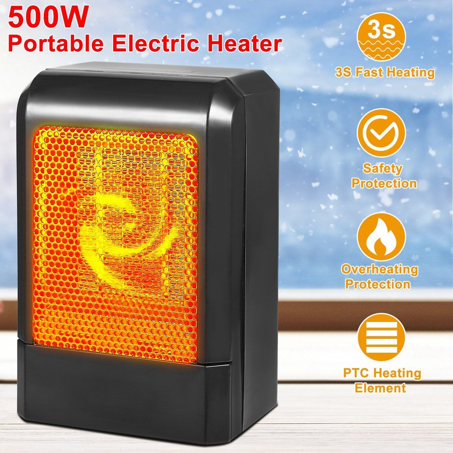 Skorter | 500W Ceramic Portable Electric Heater
