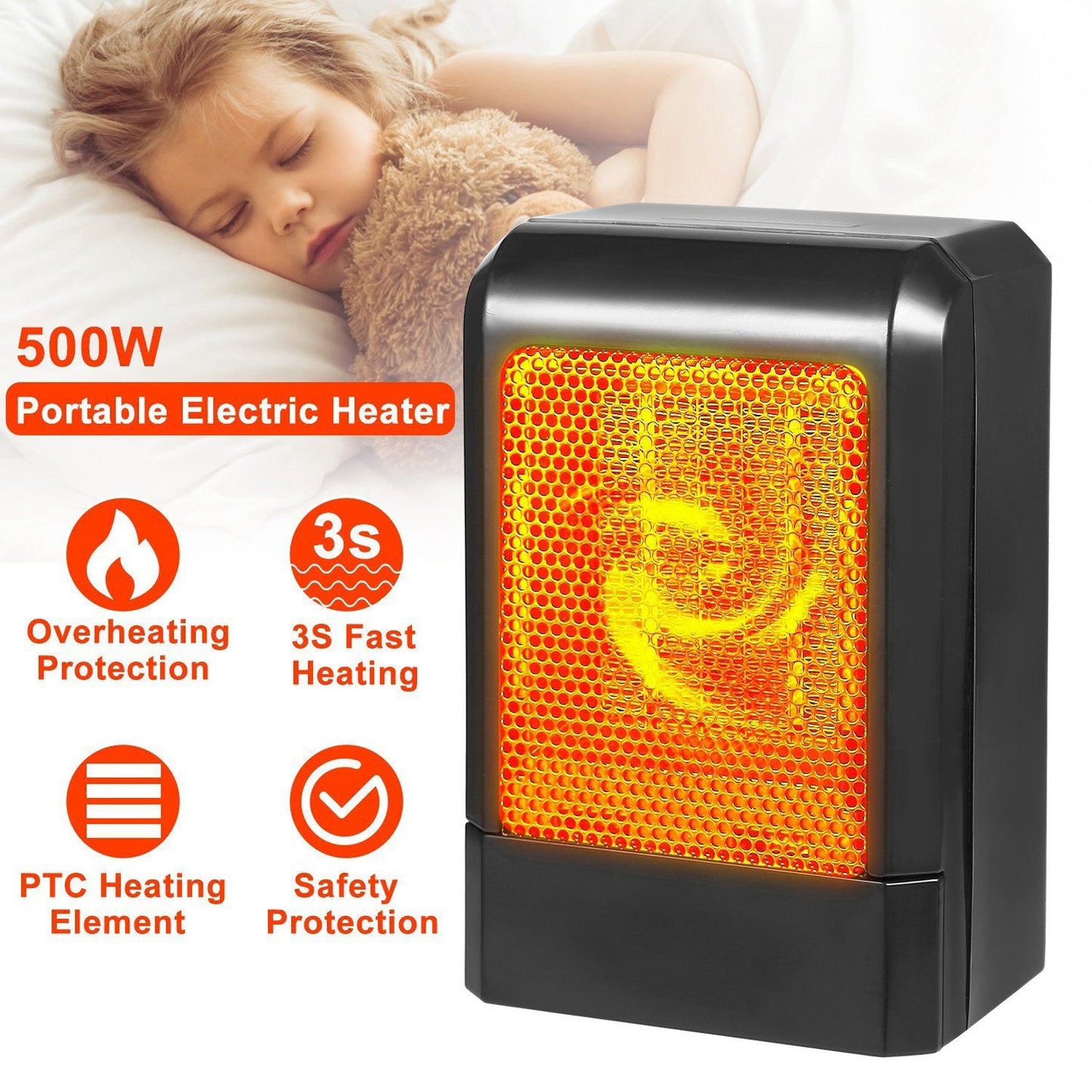 Skorter | 500W Ceramic Portable Electric Heater