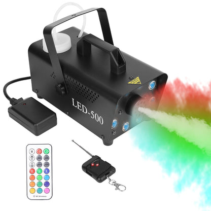 Skorter | 500W Fog Enhancer 2000CFM Colorful Fog Machine with 8-Piece LED 5 Light Effects 3-Level Brightness
